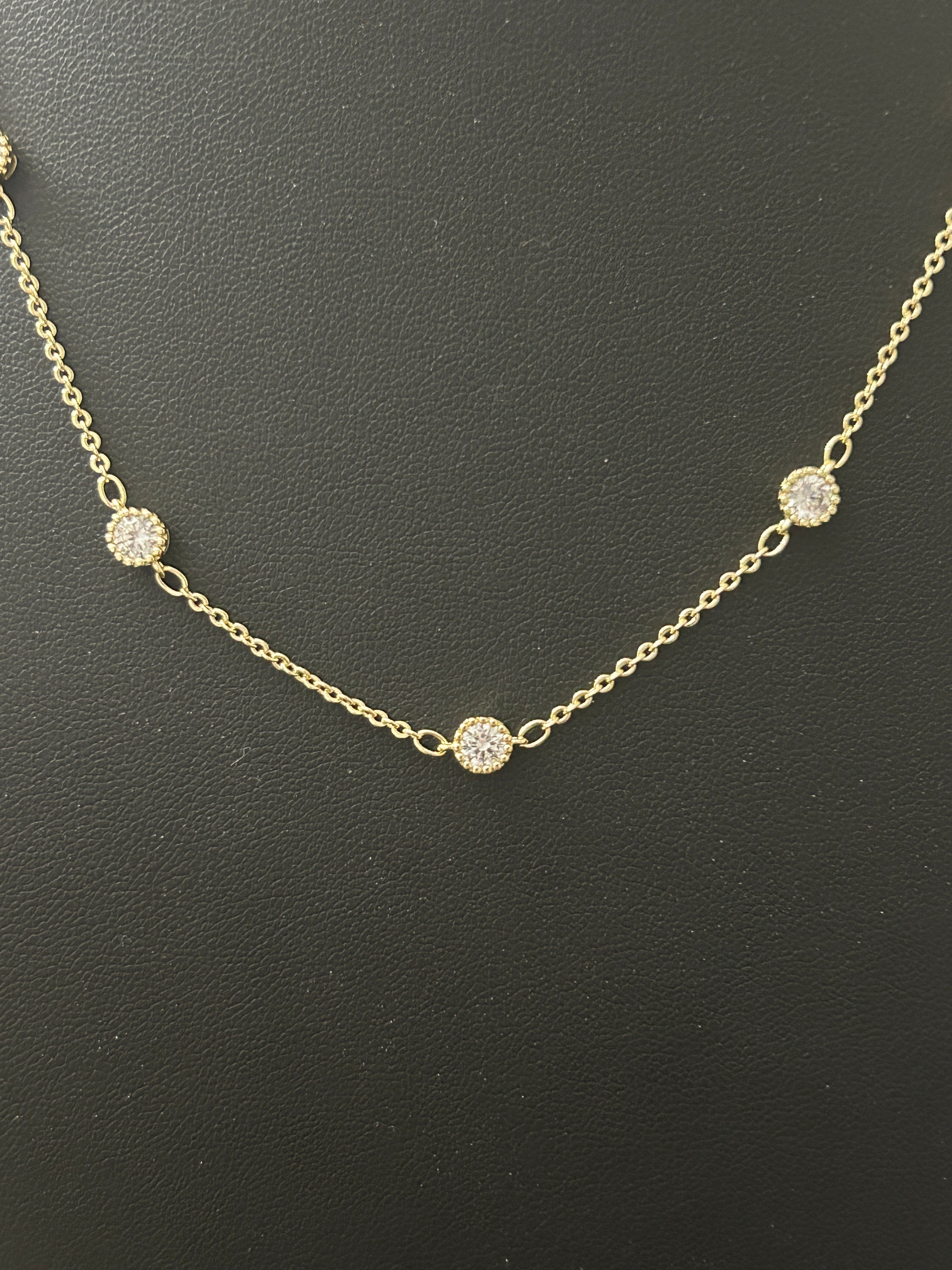 16–18” Adjustable 14K Gold Filled VVS CZ Station Chain Necklace