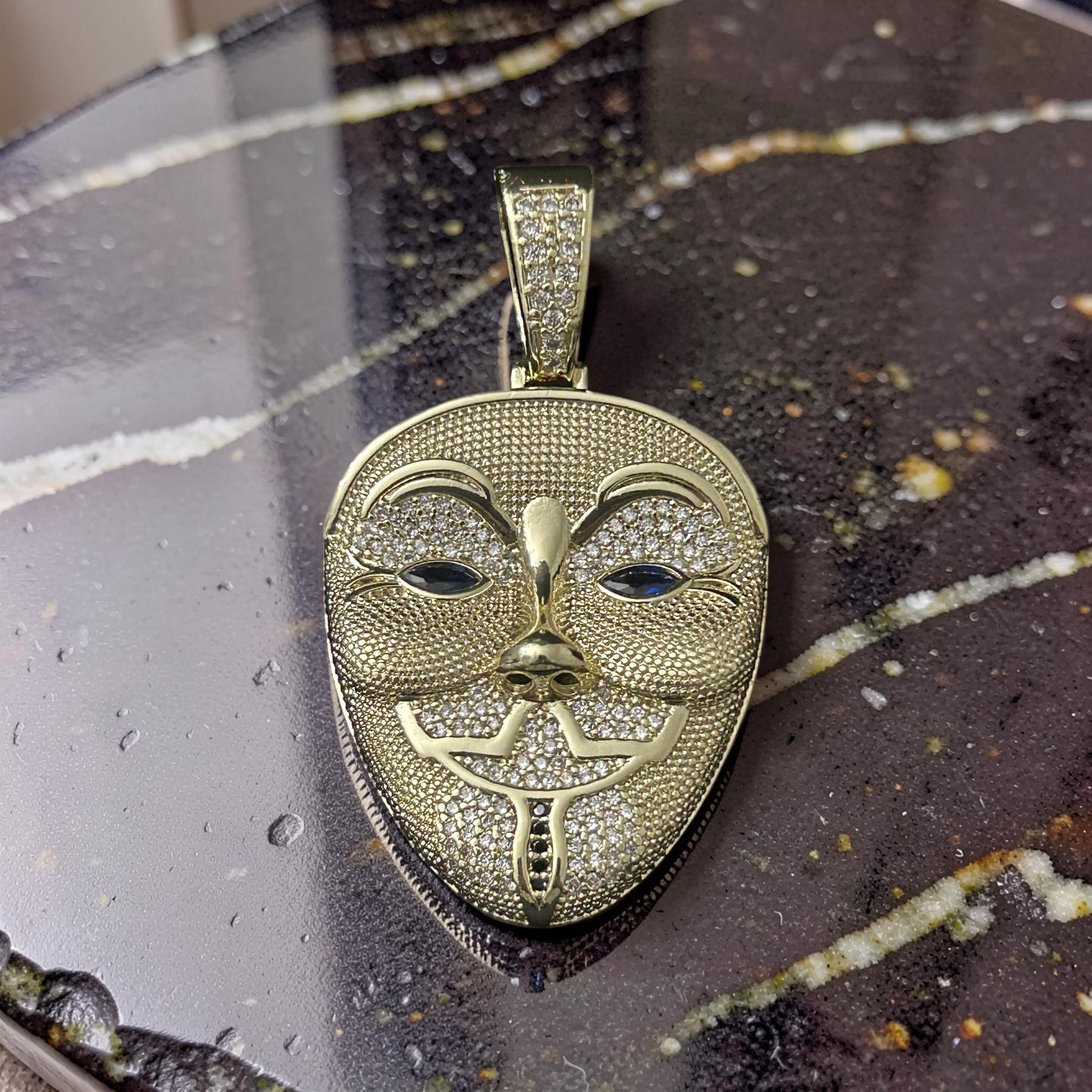14K Gold Filled VVS CZ Mask Pendant