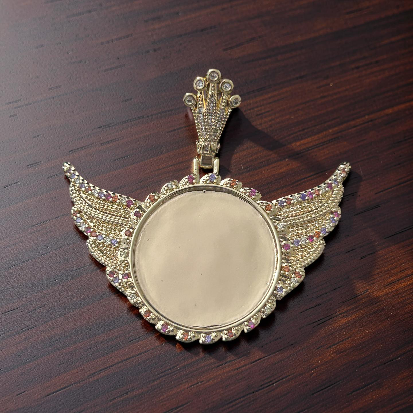 14K Gold Filled VVS CZ Multi-Color Winged Pendant