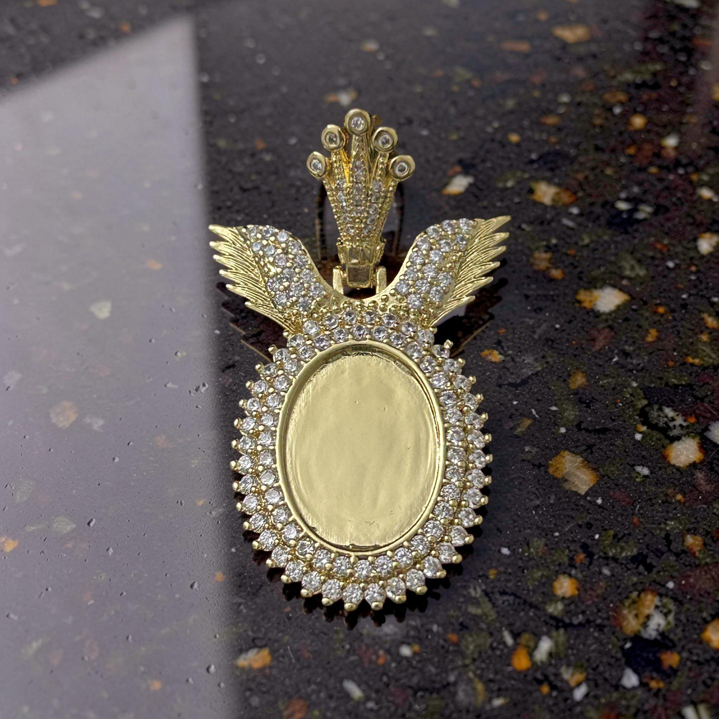 14K Gold Filled VVS CZ Winged Frame Pendant