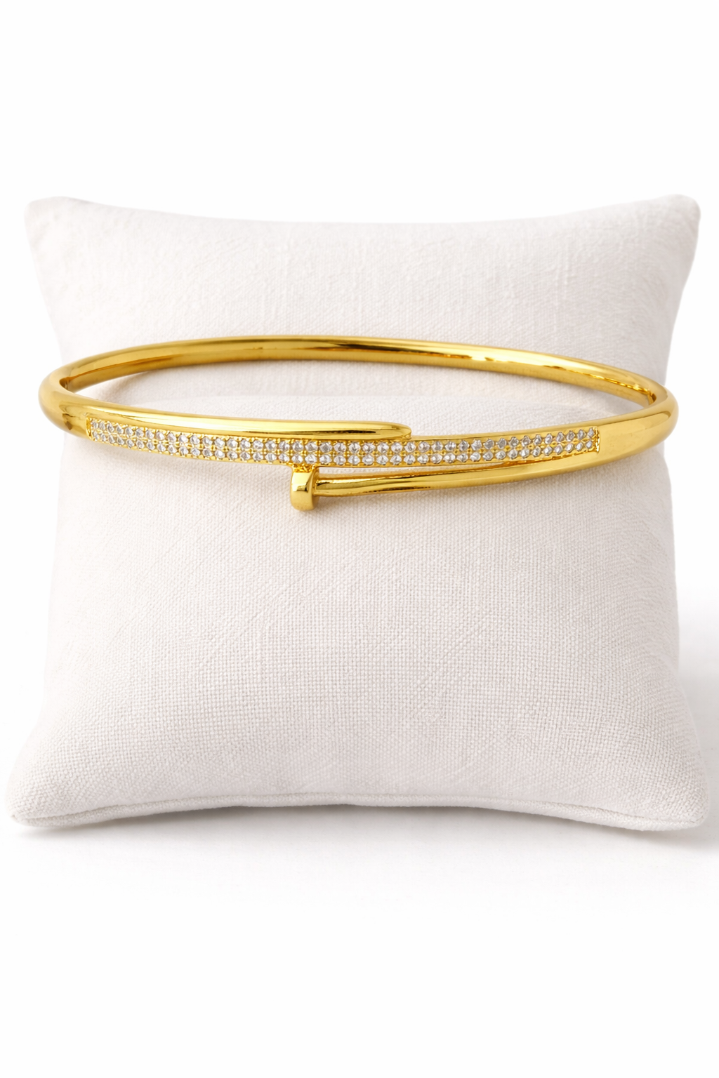 14K Gold Filled 7in Nail Bangle Bracelet – VVS CZ Iced Out Cartier Style Bracelet