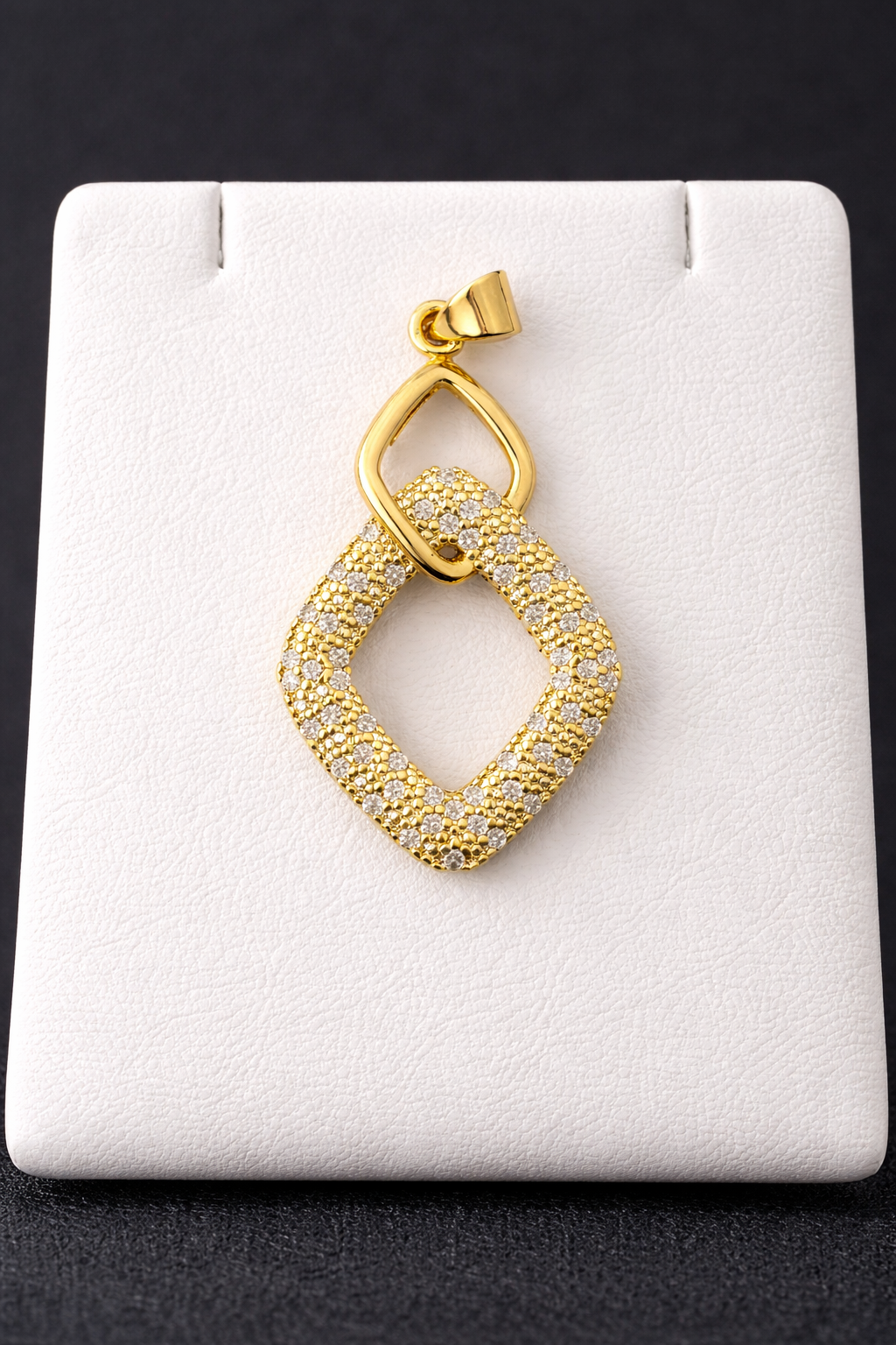 14K Gold Filled VVS CZ Geometric Pendant – Iced Out Diamond Shape Drop Pendant