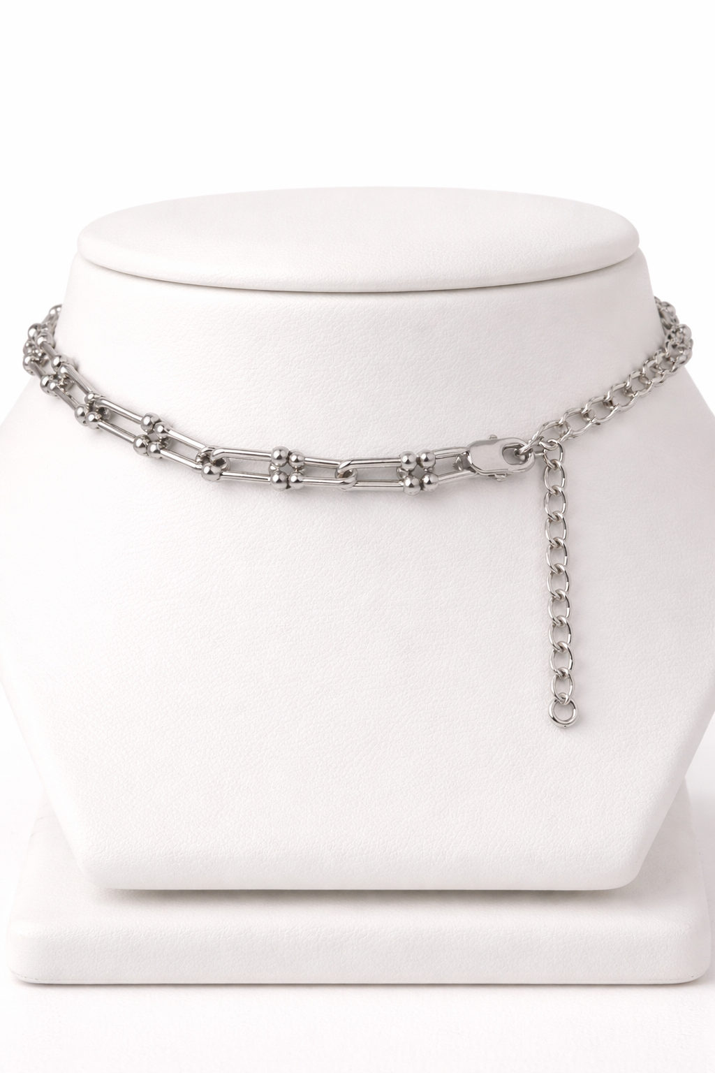 10 Inch Tiffany Style Link Anklet – Stainless Steel Paperclip Beaded Chain Anklet