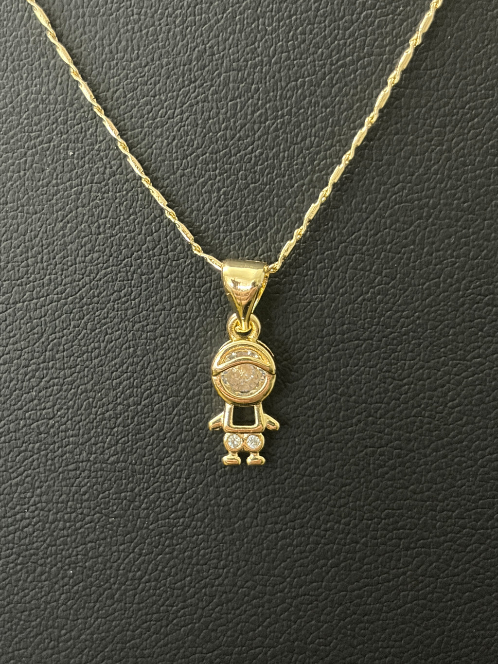 18” 1.5mm 14K Gold Filled Valentino Chain w/ VVS CZ Boy Pendant – Minimal Luxury Set