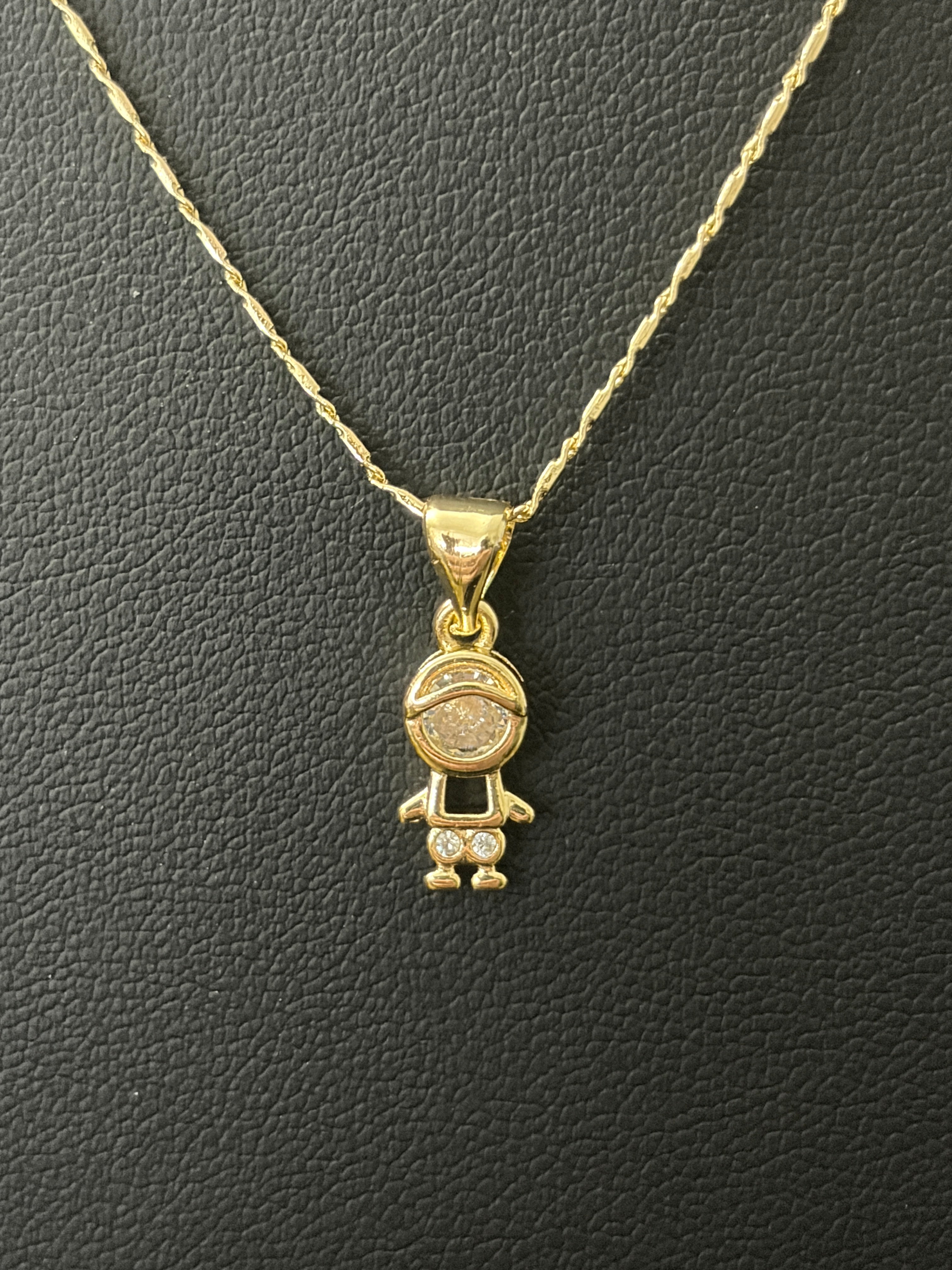 18” 1.5mm 14K Gold Filled Valentino Chain w/ VVS CZ Boy Pendant – Minimal Luxury Set