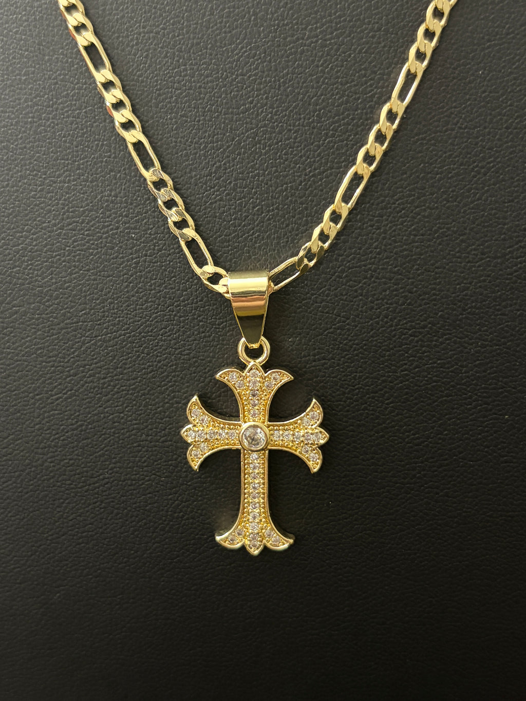 18” 3mm 14K Gold Filled Figaro Chain w/ VVS CZ Cross Pendant – Luxury Faith Piece