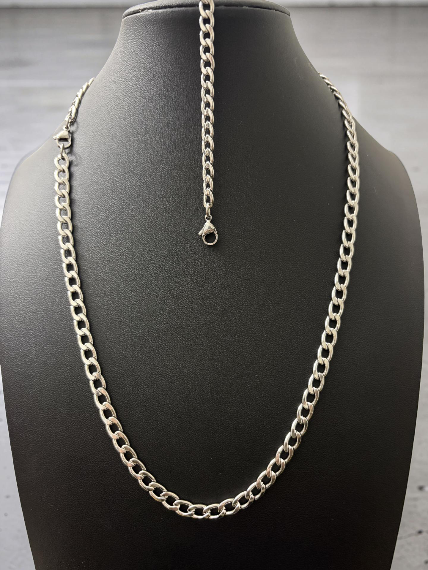 22” 6mm Stainless Steel Cuban Chain + 8” 5mm Cuban Bracelet Set