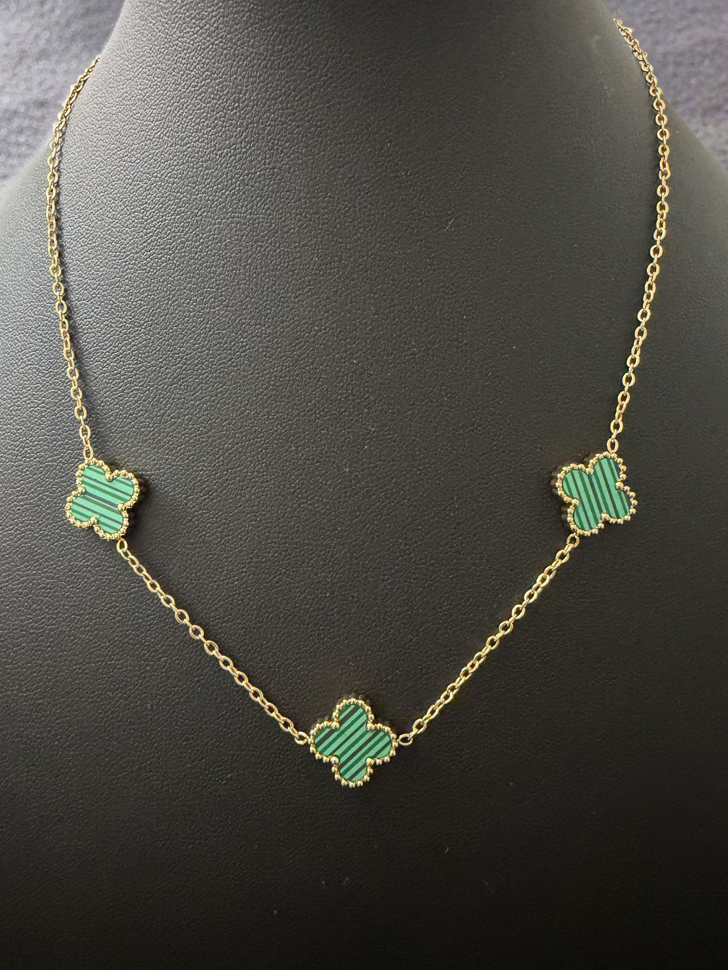 Dainty Clover Necklace (16–18” Adjustable) – Gold Over Stainless Steel