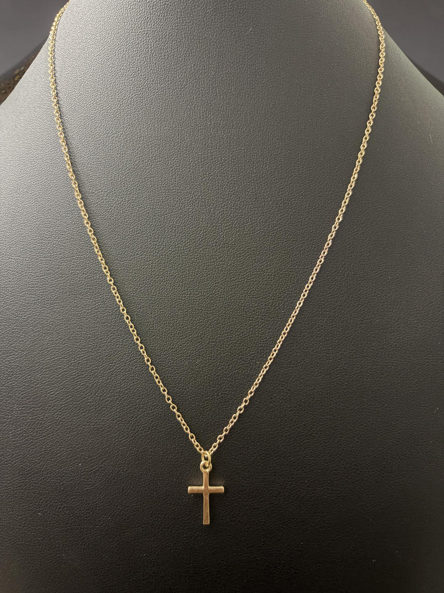 Dainty Gold Cross Necklace (18–20” Adjustable) – Gold Over Stainless Steel