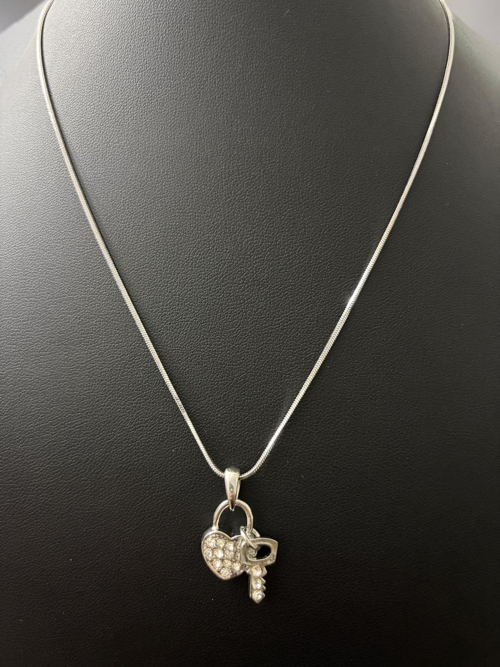 CZ Heart & Lock Necklace (16–18” Adjustable) – Stainless Steel