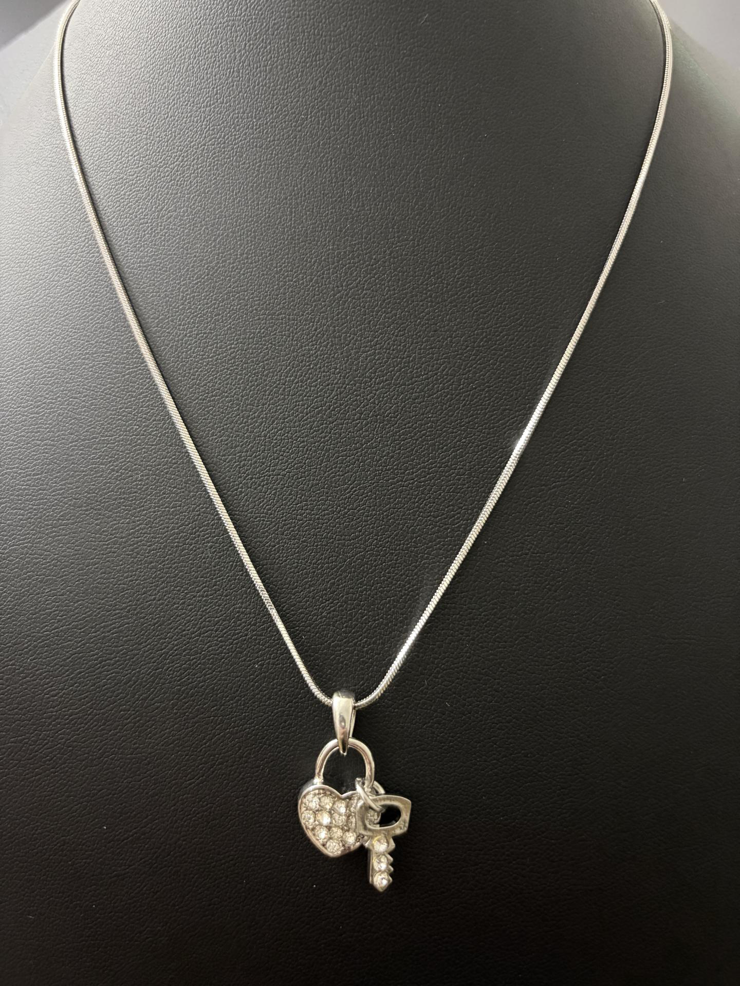 CZ Heart & Lock Necklace (16–18” Adjustable) – Stainless Steel
