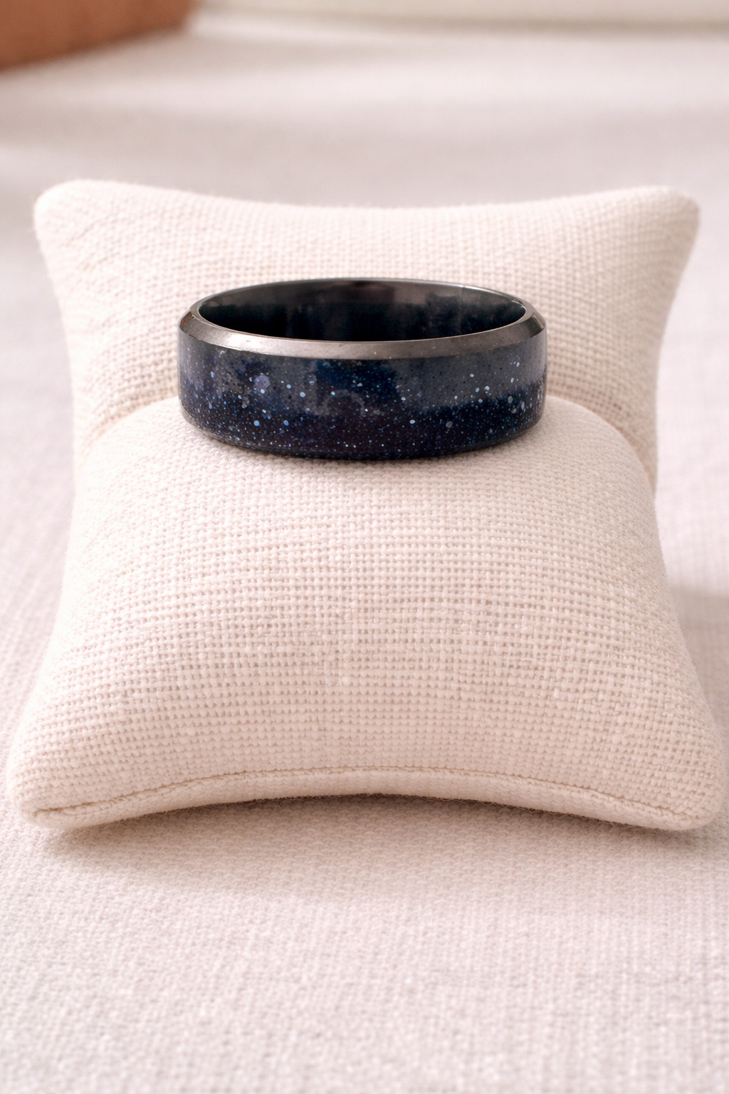 Galaxy Black Ring – Blue Sparkle Band (Size 9)