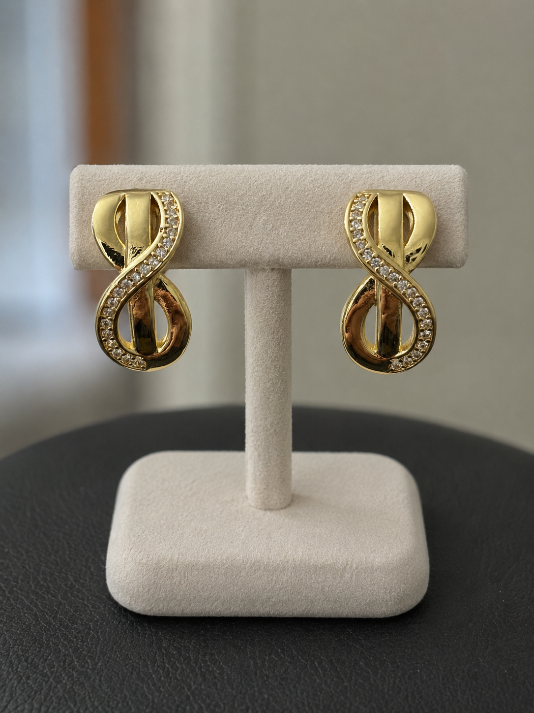 14k Gold Filled in Brass VVS CZ Infinity Hoop Earrings
