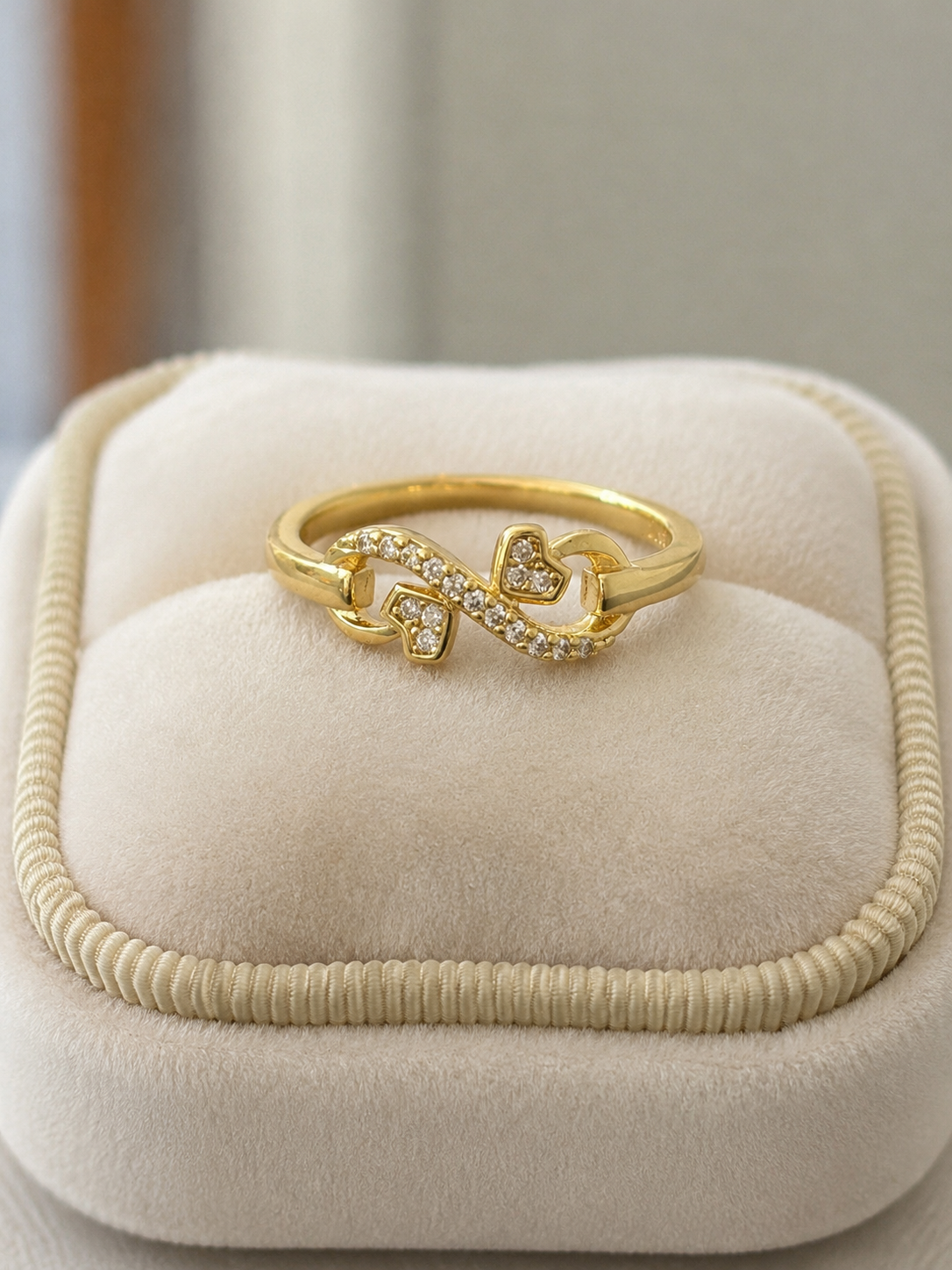 14k Gold Filled in Brass VVS CZ Infinity Heart Ring – Size 7