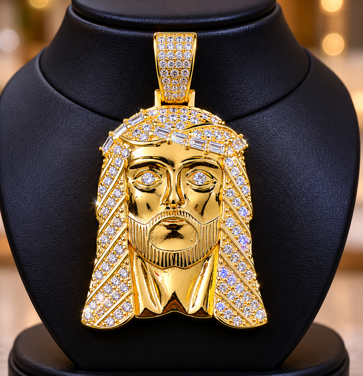 14k Gold Filled in Brass VVS CZ Jesus Pendant