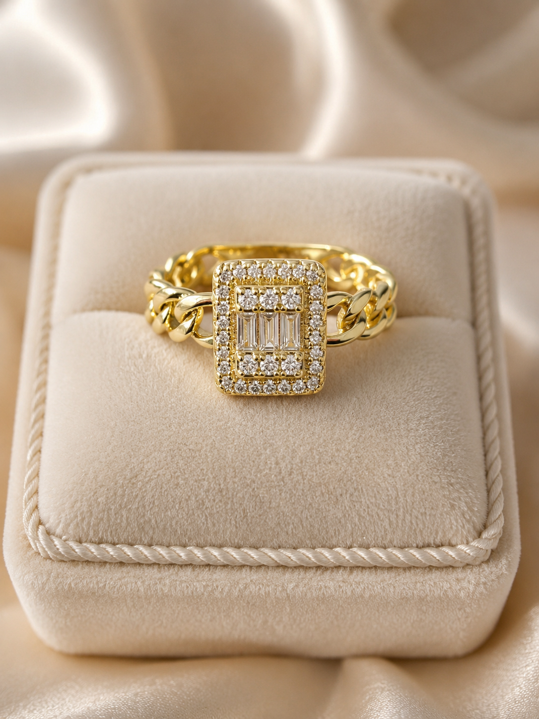 14k Gold Filled in Brass VVS CZ Cuban Style Ring – Size 8