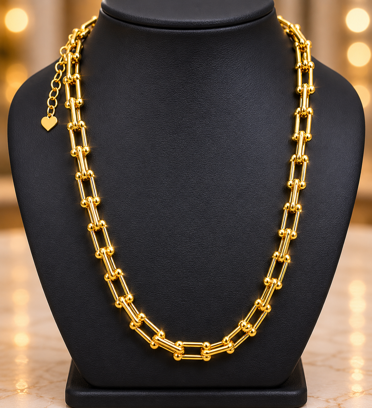 24-26in Adjustable 14k Gold Filled in Brass Tiffany Link Style 6mm Chain