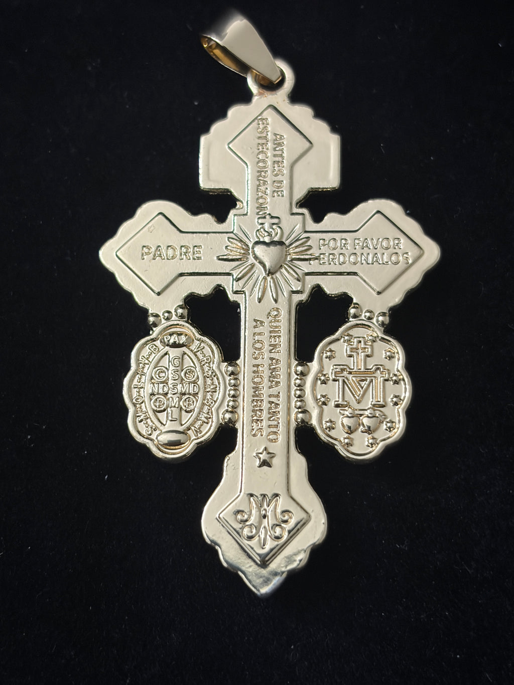 14k Gold Filled in Brass Multi Color Cross Pendant