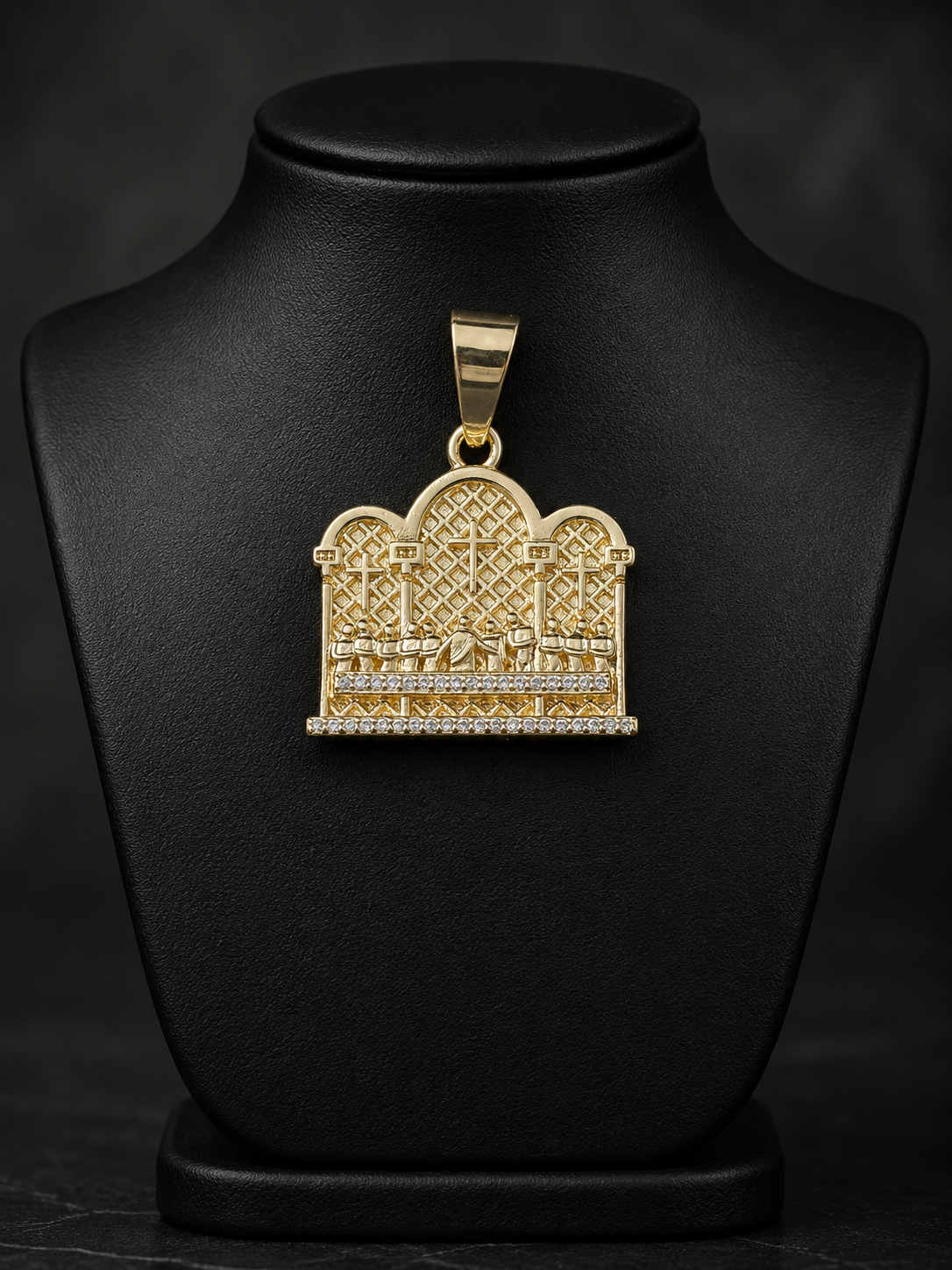 14k Gold Filled in Brass VVS CZ Small Last Supper Pendant