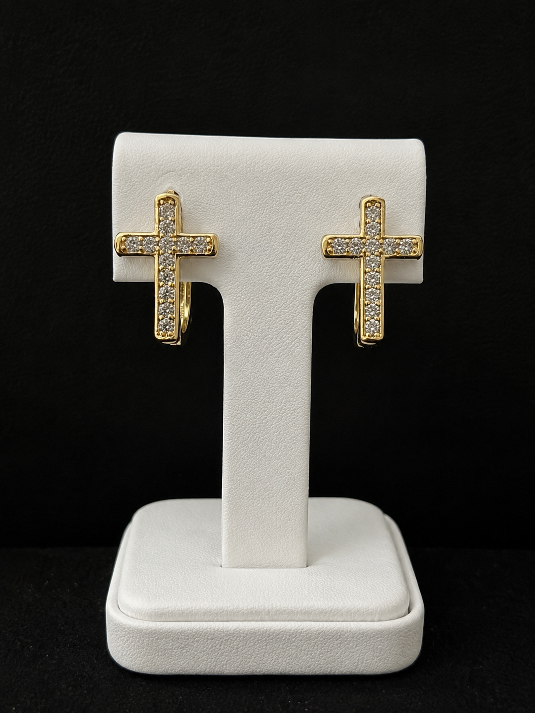 14k Gold Filled VVS CZ Cross Hoop Earrings