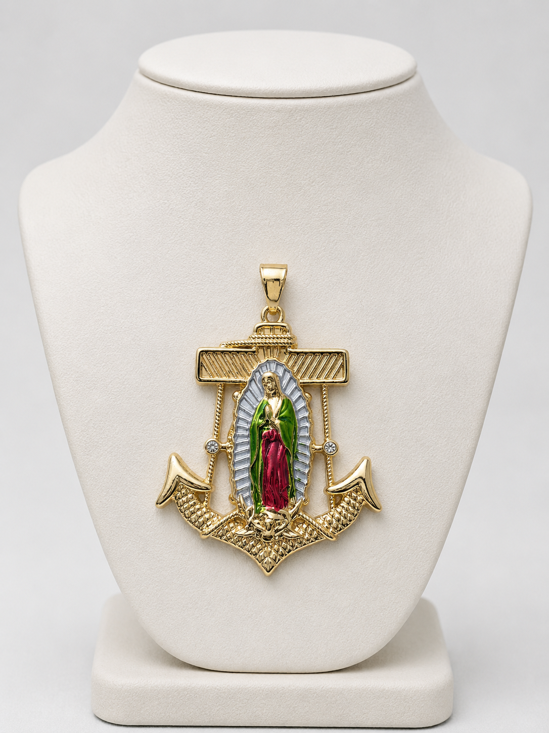 14k Gold Filled in Brass Multi Color VVS CZ Large Mary Pendant