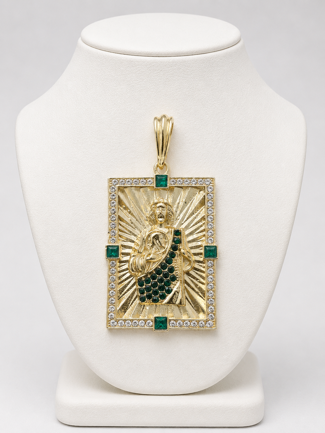 Large Jesus Pendant – 14K Gold Filled Over Brass w/ Multi Color VVS CZ Stones