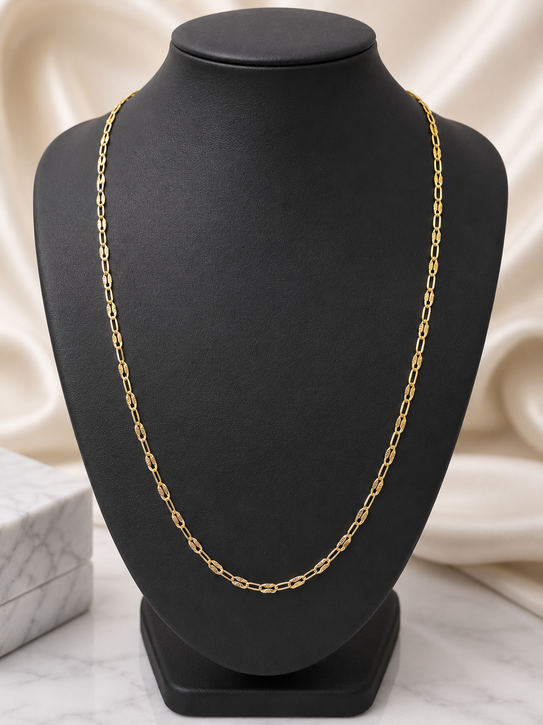 24” 3mm Mariner Link Chain – 14K Gold Filled Over Brass Diamond Cut Necklace