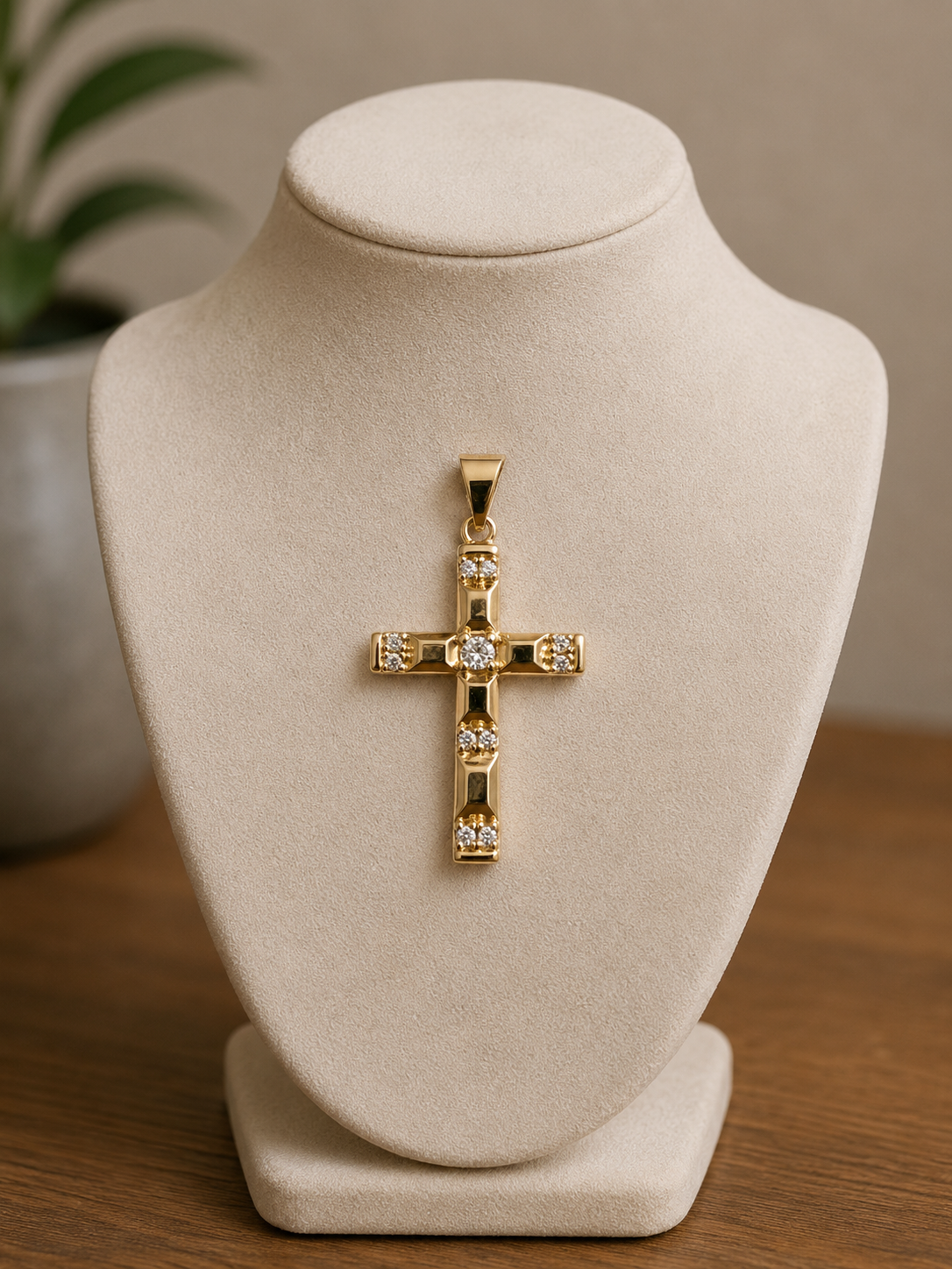 14k Gold Filled in Brass VVS CZ Cross Pendant