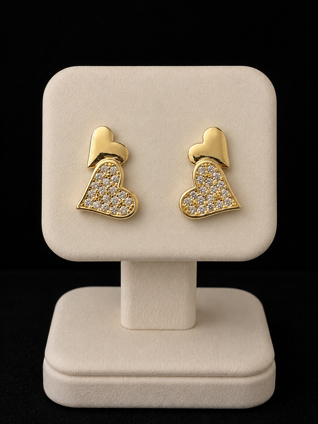 14k Gold Filled in Brass Dangle Heart Push Back Earrings