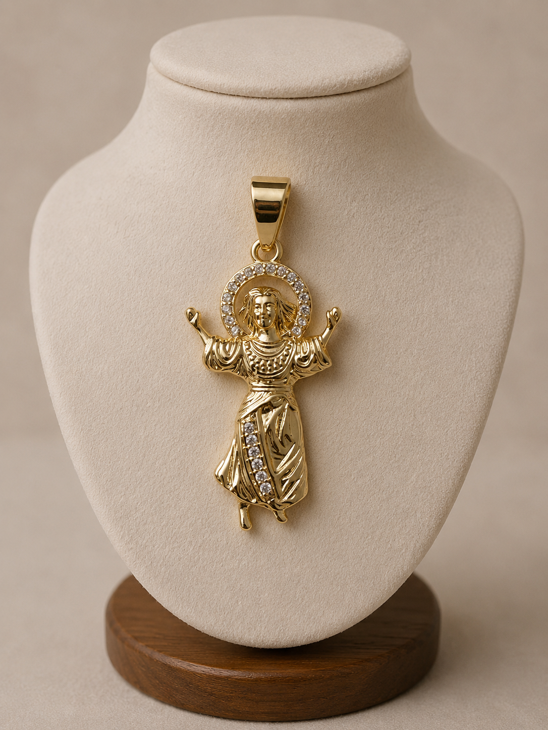 14k Gold Filled in Brass VVS CZ Jesus Pendant