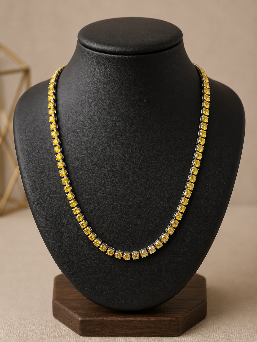 24in Stainless Steel 5mm Tennis Chain With Yellow VVS CZ Stones