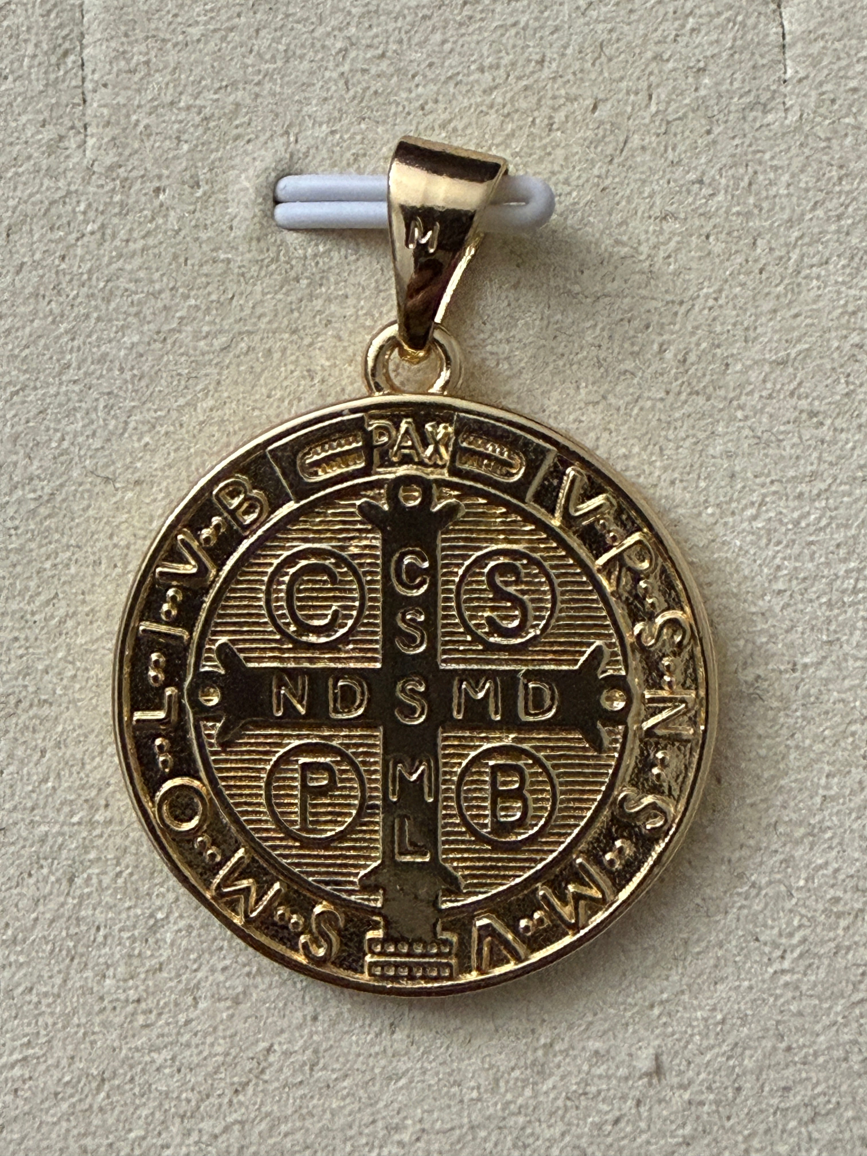 14k Gold Filled in Brass Double Sided Saint Benedict Pendant