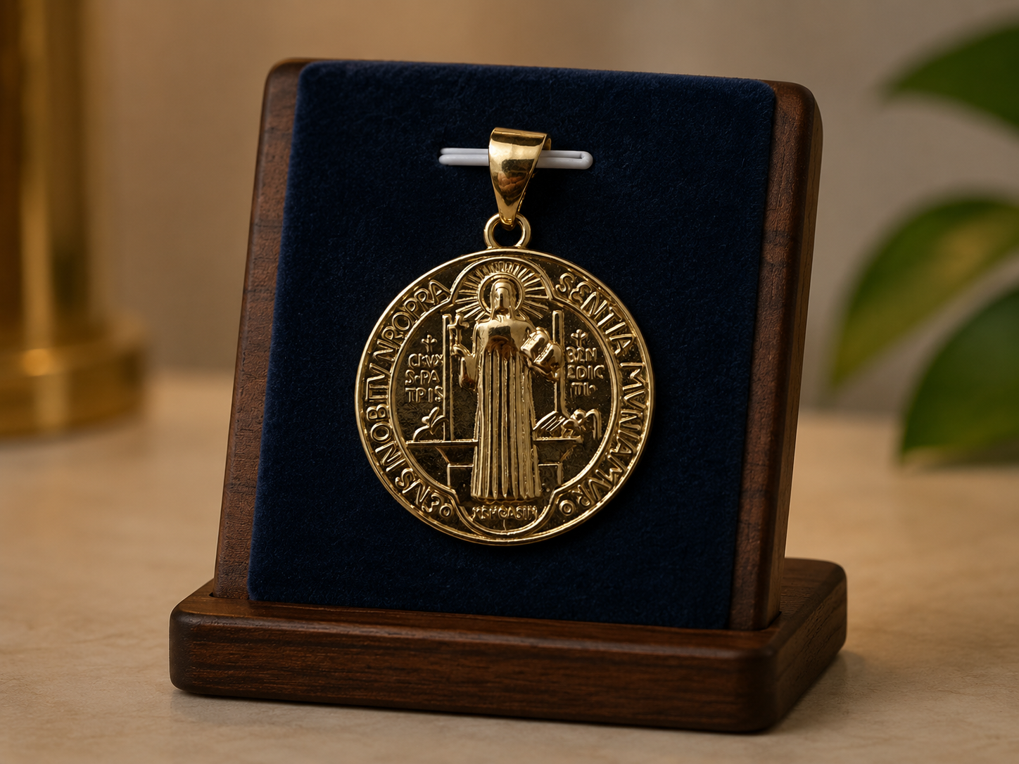 14k Gold Filled in Brass Double Sided Saint Benedict Pendant