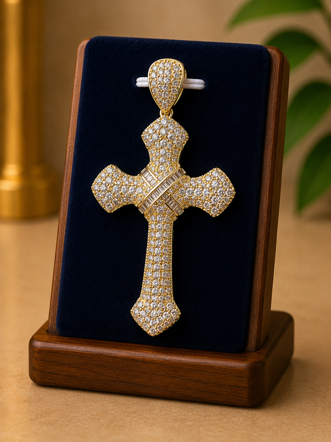 14k Gold Filled in Brass VVS CZ Iced Out Cross Pendant