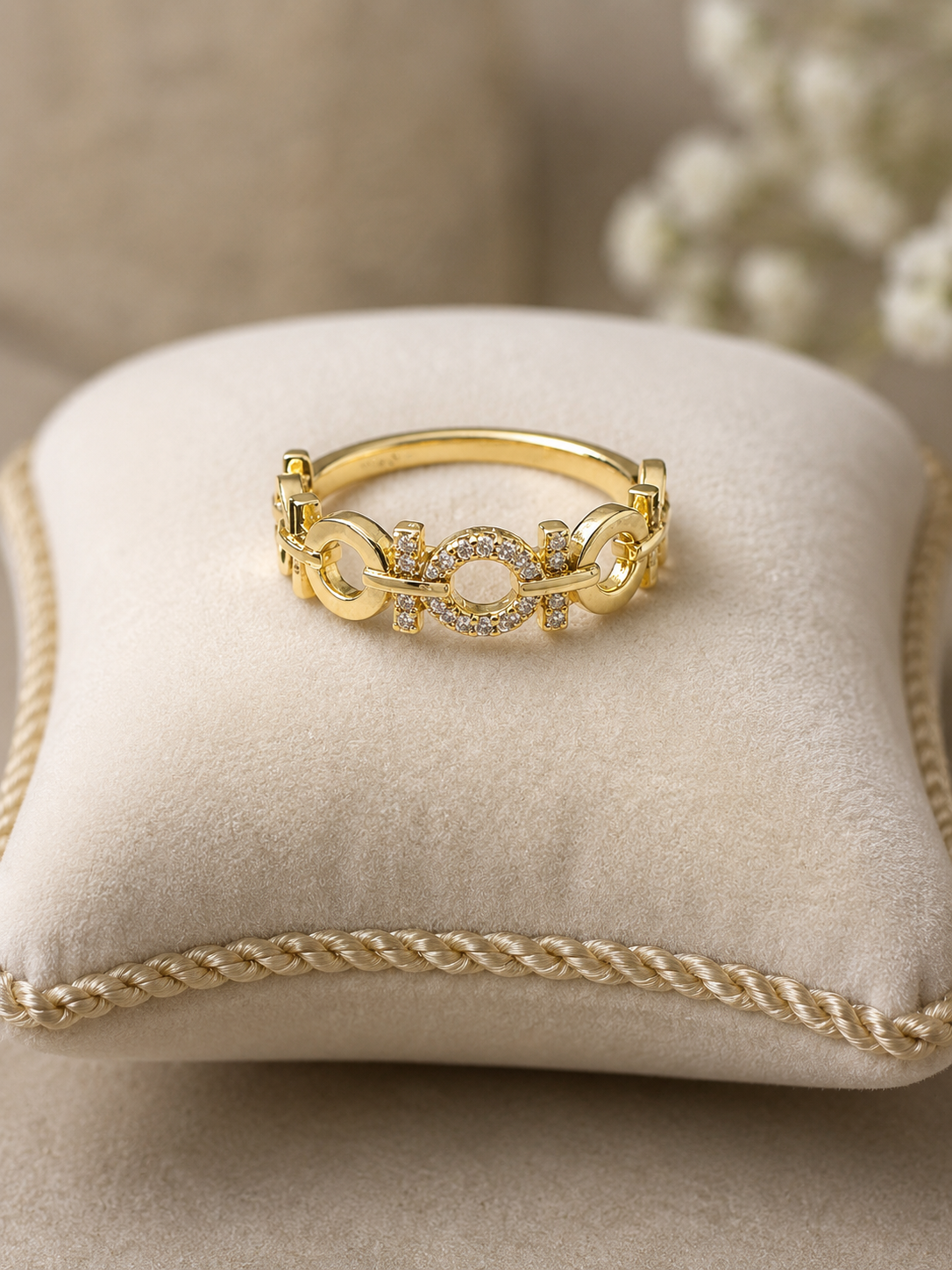 14k Gold Filled in Brass Size 8 Ring with VVS CZ Stones