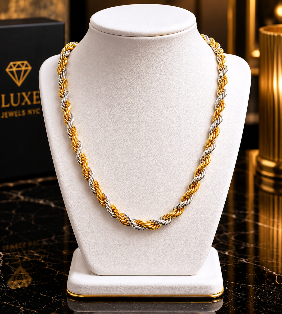 Two Tone 22in 5.5mm Rope Chain