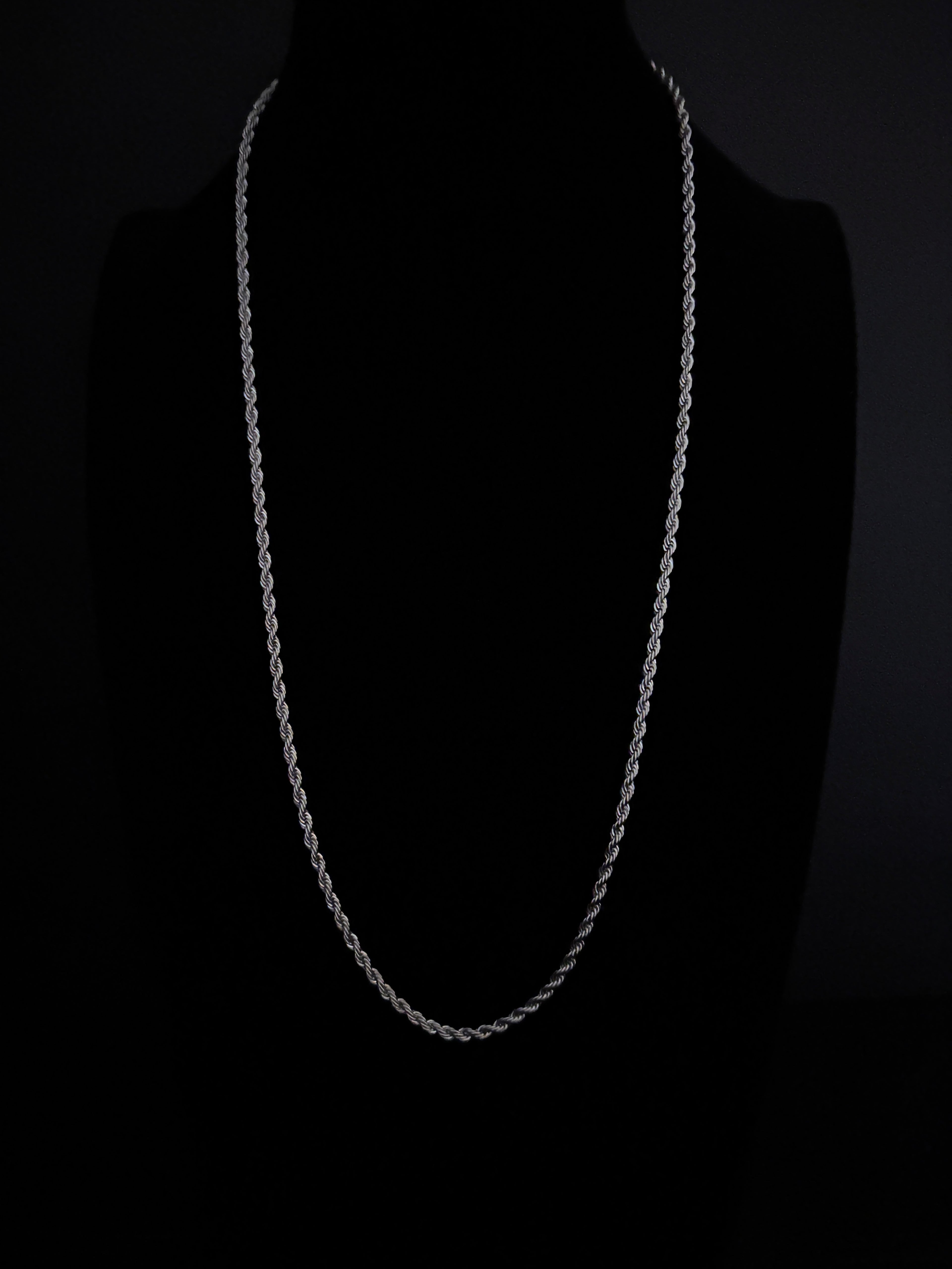 C13- 2mm. 14K White Gold Necklace
